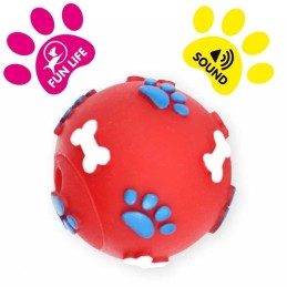 DOG LIFE STYLE Balle en vinyl, Ø 6cm, rouge