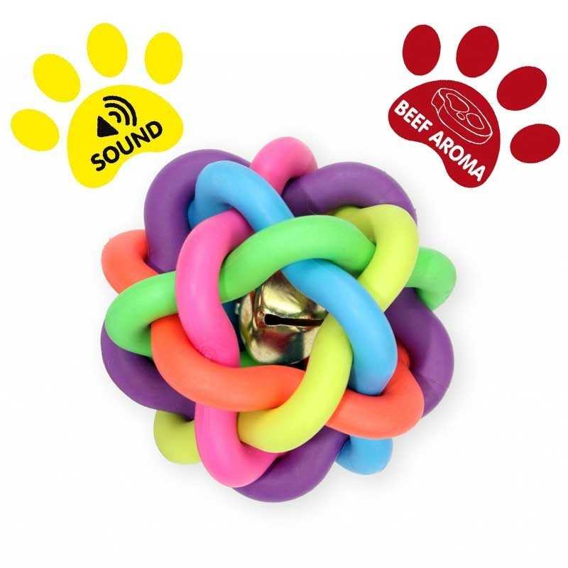 DOG LIFE STYLE Palla annodata per cani Ø 10,5cm - gusto manzo