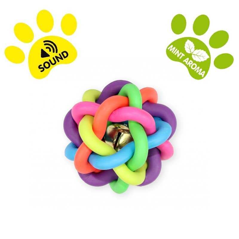 DOG LIFE STYLE Pelota anudada para perros Ø 6cm - sabor menta