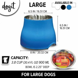 Dogit Gamelle surélevée pour chien - 900 ml - Bleu, Blanc, Noir
