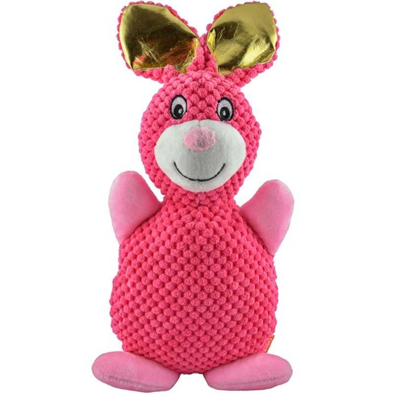 DOG LIFE STYLE Quietsch-Plüschkaninchen, Rosa, 35 cm