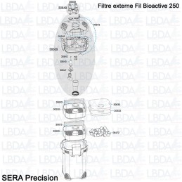 Explosionszeichnung des SERA Fil Bioactive 250 Filters