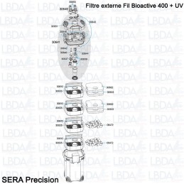 Explosionszeichnung des SERA Fil Bioactive 400 + UV-Filter